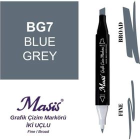 Masis BG7 Mavimsi Gri Çift Uçlu Marker Grafik Çizim Kalemi