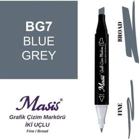 Masis BG7 Mavimsi Gri Çift Uçlu Marker Grafik Çizim Kalemi