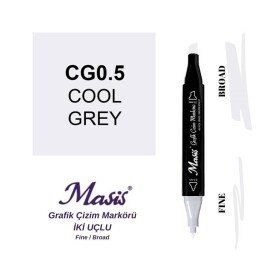 Masis CG0.5 Soğuk Gri Çift Uçlu Marker Grafik Çizim Kalemi