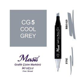 Masis CG5 Soğuk Gri Çift Uçlu Marker Grafik Çizim Kalemi