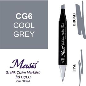 Masis CG6 Soğuk Gri Çift Uçlu Marker Grafik Çizim Kalemi