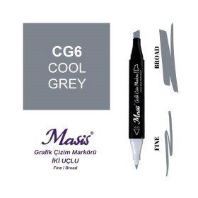 Masis CG6 Soğuk Gri Çift Uçlu Marker Grafik Çizim Kalemi