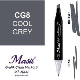 Masis CG8 Soğuk Gri Çift Uçlu Marker Grafik Çizim Kalemi