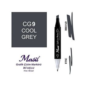 Masis CG9 Soğuk Gri Çift Uçlu Marker Grafik Çizim Kalemi