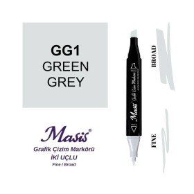 Masis GG1 Yeşilimsi Gri Çift Uçlu Marker Grafik Çizim Kalemi