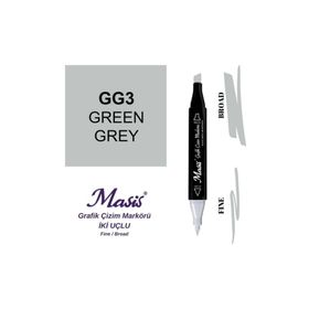 Masis GG3 Yeşilimsi Gri Çift Uçlu Marker Grafik Çizim Kalemi