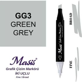 Masis GG3 Yeşilimsi Gri Çift Uçlu Marker Grafik Çizim Kalemi