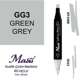 Masis GG3 Yeşilimsi Gri Çift Uçlu Marker Grafik Çizim Kalemi