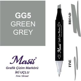 Masis GG5 Yeşilimsi Gri Çift Uçlu Marker Grafik Çizim Kalemi