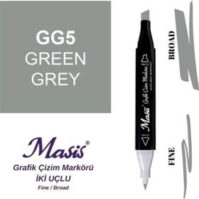 Masis GG5 Yeşilimsi Gri Çift Uçlu Marker Grafik Çizim Kalemi
