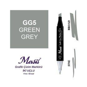 Masis GG5 Yeşilimsi Gri Çift Uçlu Marker Grafik Çizim Kalemi