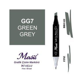Masis GG7 Yeşilimsi Gri Çift Uçlu Marker Grafik Çizim Kalemi