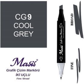 Masis GG9 Yeşilimsi Gri Çift Uçlu Marker Grafik Çizim Kalemi