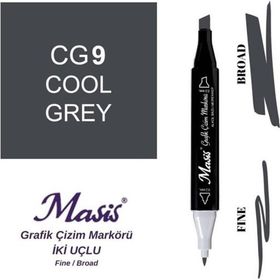 Masis GG9 Yeşilimsi Gri Çift Uçlu Marker Grafik Çizim Kalemi
