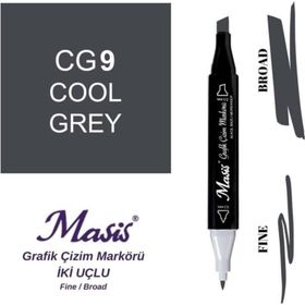 Masis GG9 Yeşilimsi Gri Çift Uçlu Marker Grafik Çizim Kalemi