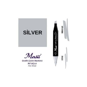 Masis Silver Çift Uçlu Marker Grafik Çizim Kalemi