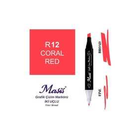 Masis Twin 12 Coral Red Çift Uçlu Marker Kalemi