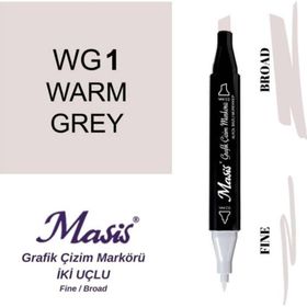 Masis WG1 Sıcak Gri Çift Uçlu Marker Grafik Çizim Kalemi