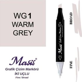 Masis WG1 Sıcak Gri Çift Uçlu Marker Grafik Çizim Kalemi