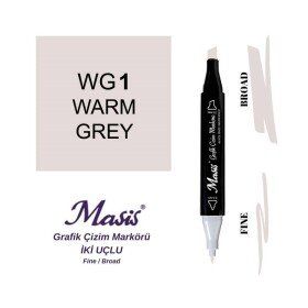 Masis WG1 Sıcak Gri Çift Uçlu Marker Grafik Çizim Kalemi