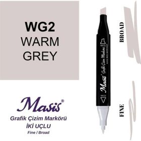 Masis WG2 Sıcak Gri Çift Uçlu Marker Grafik Çizim Kalemi