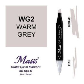 Masis WG2 Sıcak Gri Çift Uçlu Marker Grafik Çizim Kalemi