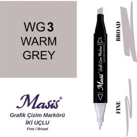 Masis WG3 Sıcak Gri Çift Uçlu Marker Grafik Çizim Kalemi