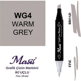 Masis WG4 Sıcak Gri Çift Uçlu Marker Grafik Çizim Kalemi