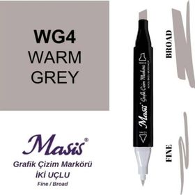 Masis WG4 Sıcak Gri Çift Uçlu Marker Grafik Çizim Kalemi