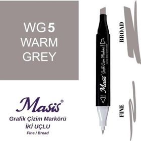 Masis WG5 Sıcak Gri Çift Uçlu Marker Grafik Çizim Kalemi
