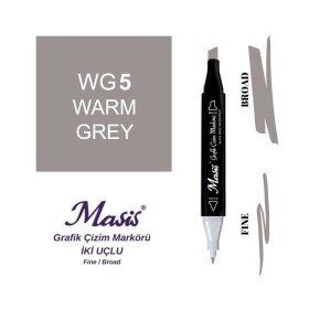 Masis WG5 Sıcak Gri Çift Uçlu Marker Grafik Çizim Kalemi