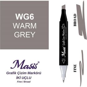 Masis WG6 Sıcak Gri Çift Uçlu Marker Grafik Çizim Kalemi