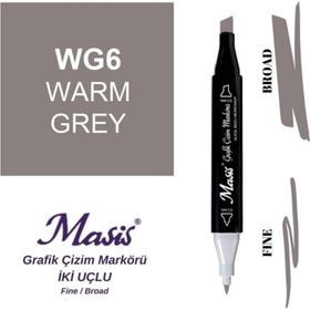 Masis WG6 Sıcak Gri Çift Uçlu Marker Grafik Çizim Kalemi