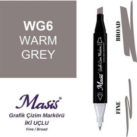 Masis WG6 Sıcak Gri Çift Uçlu Marker Grafik Çizim Kalemi