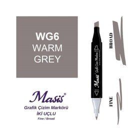 Masis WG6 Sıcak Gri Çift Uçlu Marker Grafik Çizim Kalemi