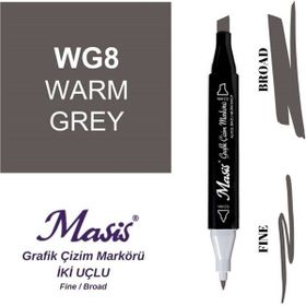 Masis WG8 Sıcak Gri Çift Uçlu Marker Grafik Çizim Kalemi