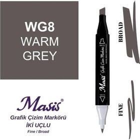 Masis WG8 Sıcak Gri Çift Uçlu Marker Grafik Çizim Kalemi