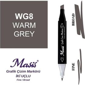 Masis WG8 Sıcak Gri Çift Uçlu Marker Grafik Çizim Kalemi