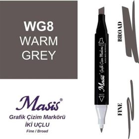 Masis WG8 Sıcak Gri Çift Uçlu Marker Grafik Çizim Kalemi