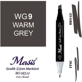 Masis WG9 Sıcak Gri Çift Uçlu Marker Grafik Çizim Kalemi
