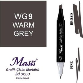 Masis WG9 Sıcak Gri Çift Uçlu Marker Grafik Çizim Kalemi