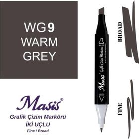 Masis WG9 Sıcak Gri Çift Uçlu Marker Grafik Çizim Kalemi