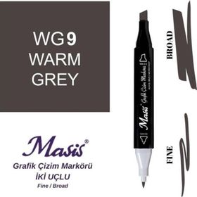 Masis WG9 Sıcak Gri Çift Uçlu Marker Grafik Çizim Kalemi