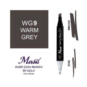 Masis WG9 Sıcak Gri Çift Uçlu Marker Grafik Çizim Kalemi