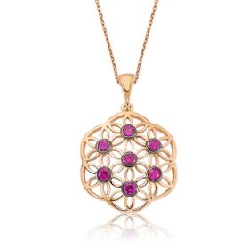 Massal Design 925 Ayar Pembe Yaşam Çiçeği Kadın Gümüş Kolye
