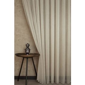 Massarelli Bej 1-2,5 Orta Sık Pile Etamin Şantuklu Tül Perde
