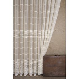Massarelli Ekru 1-3 Sık Pile Çizgili Tül Perde
