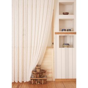 Massarelli Fantezi Ekru 1-2,5 Orta Sık Pile Örme Tül Perde