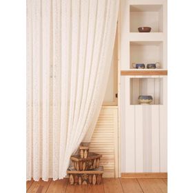 Massarelli Fantezi Ekru 1-2,5 Orta Sık Pile Örme Tül Perde