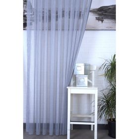 Massarelli Mavi 1-3 Sık Pile Çizgili Tül Perde